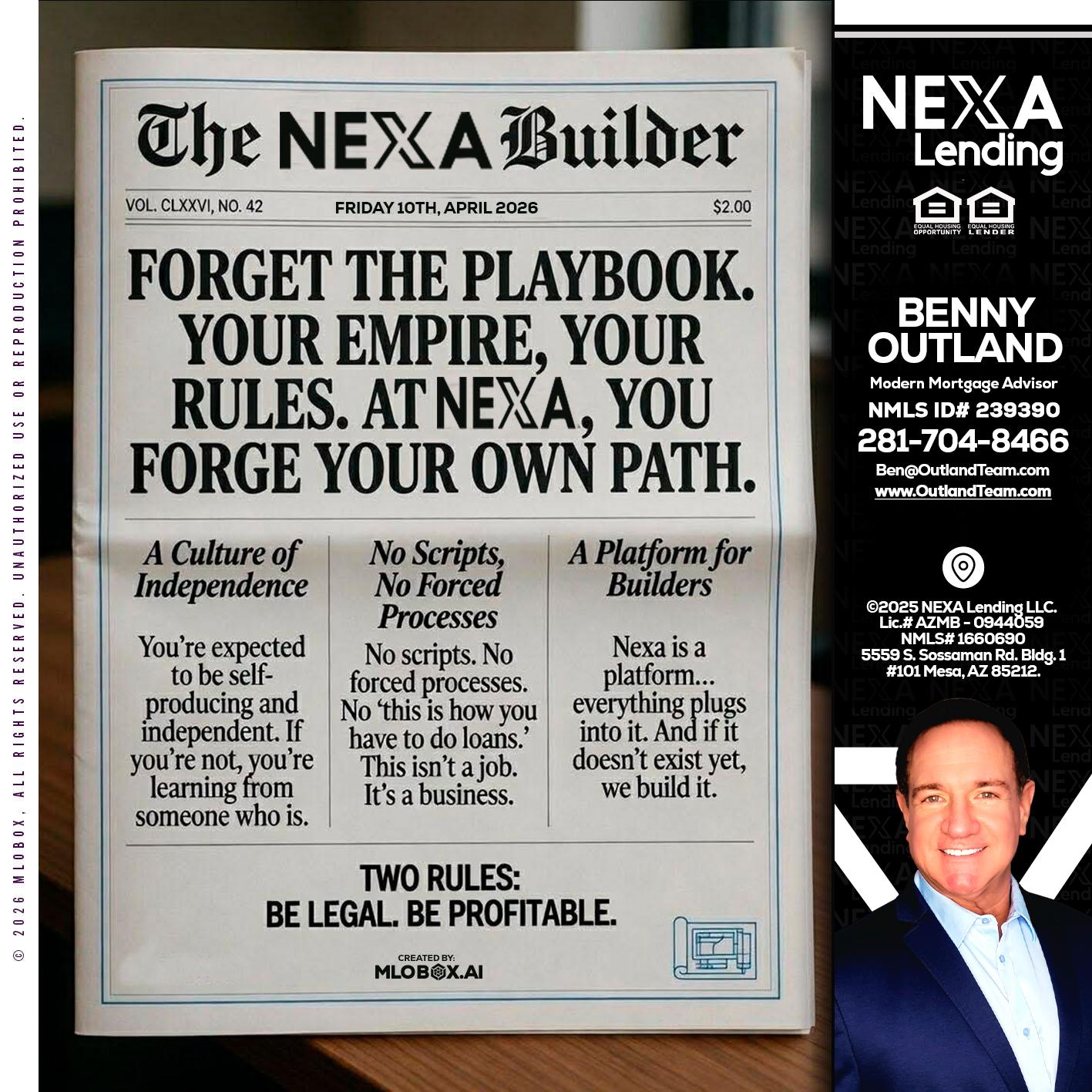 THE NEXA BUILDER - Benny Outland -Modern Mortgage Advisor