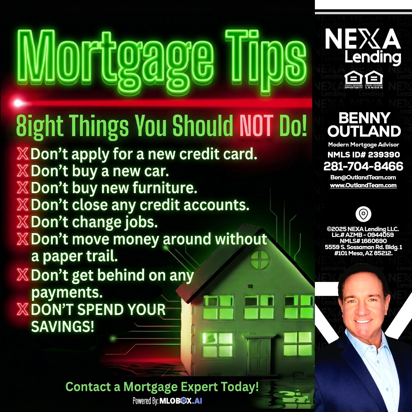 Mortgage Tips at your Door - Benny Outland -Modern Mortgage Advisor