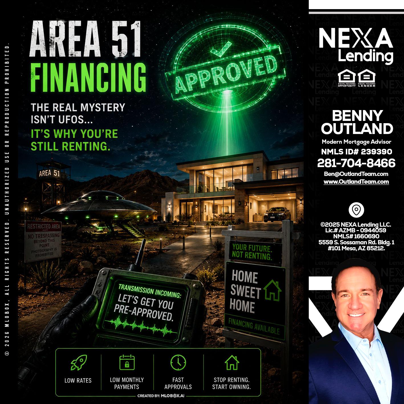 AREA 51 - Benny Outland -Modern Mortgage Advisor