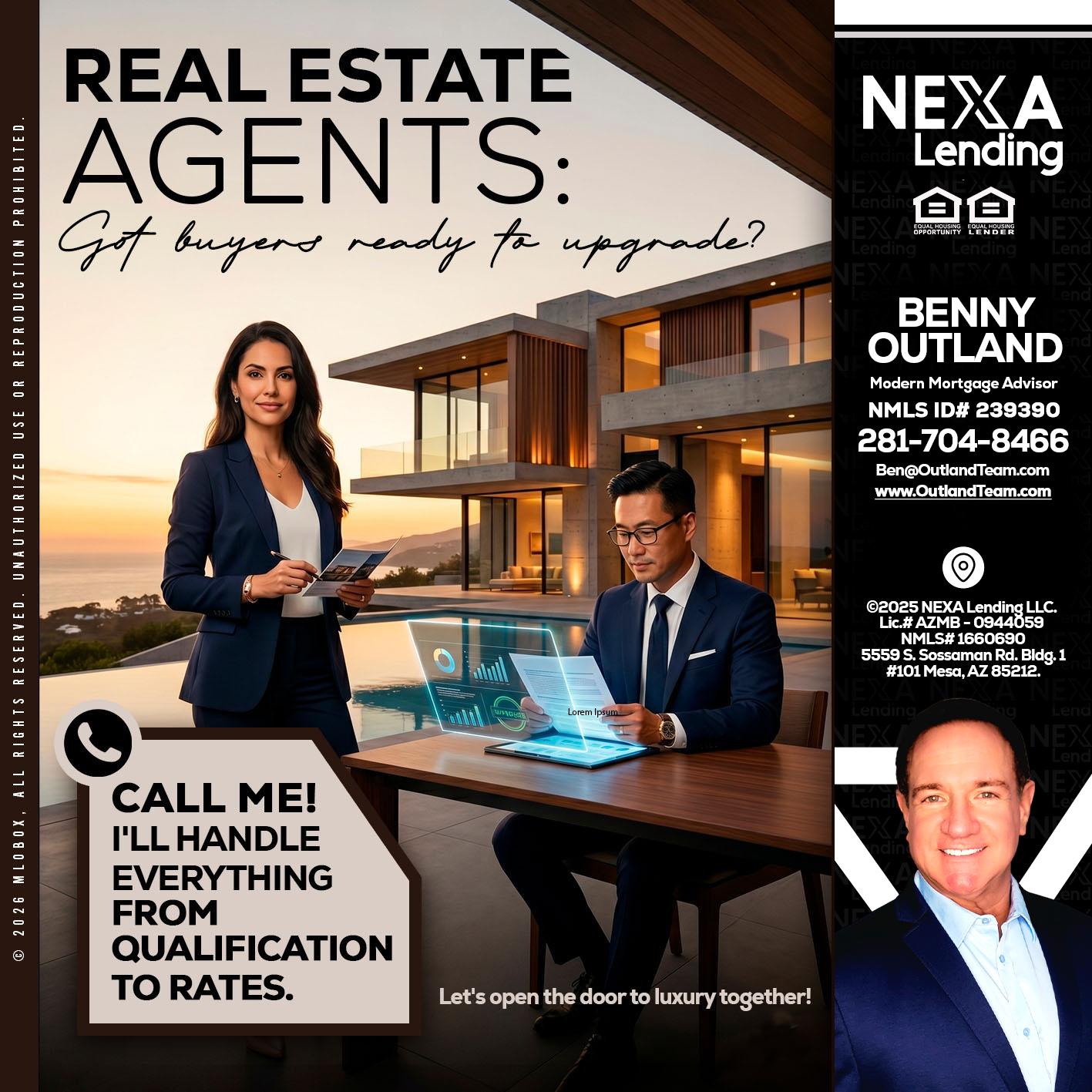 REAL ESTATE AGENTS - Benny Outland -Modern Mortgage Advisor