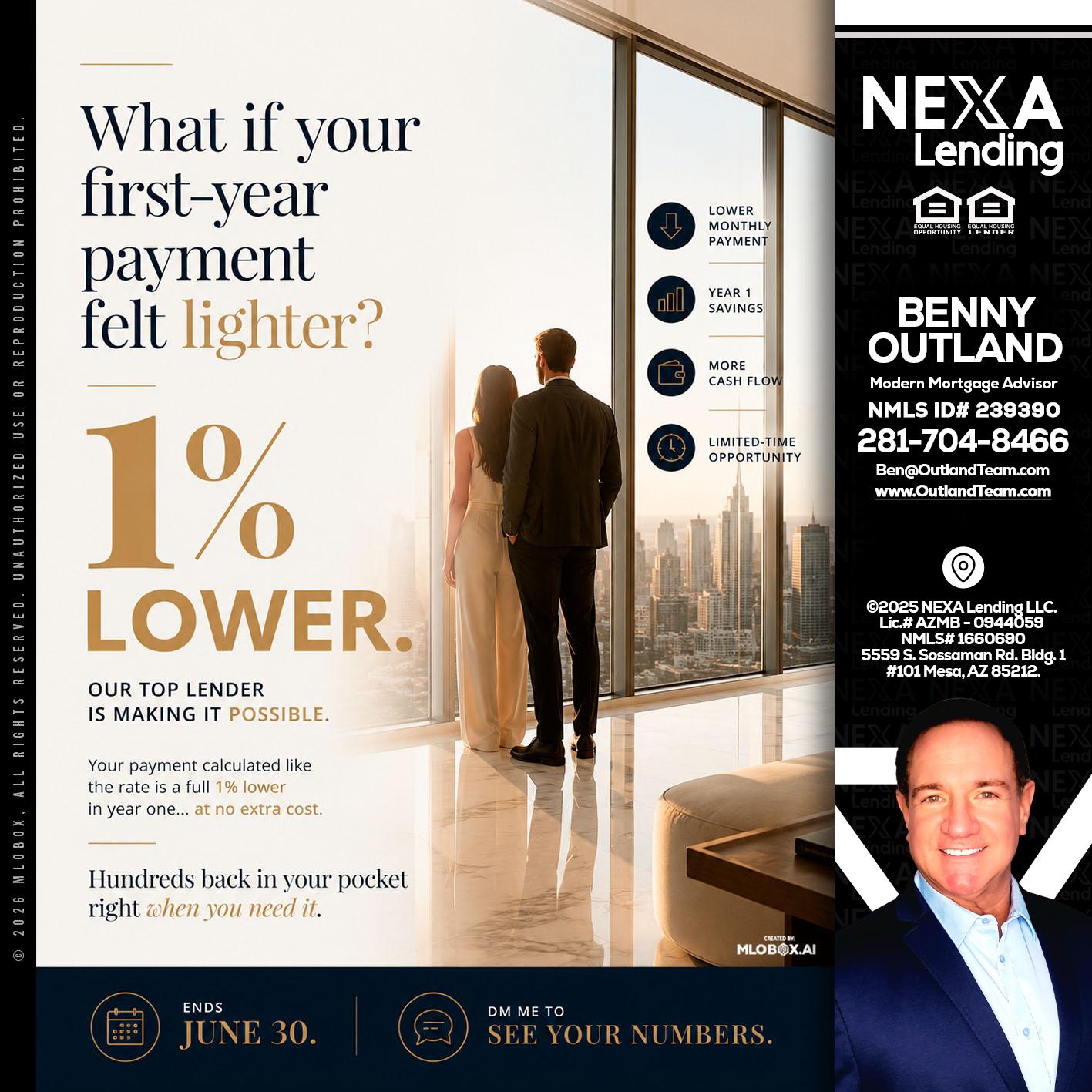 1% lower - Benny Outland -Modern Mortgage Advisor