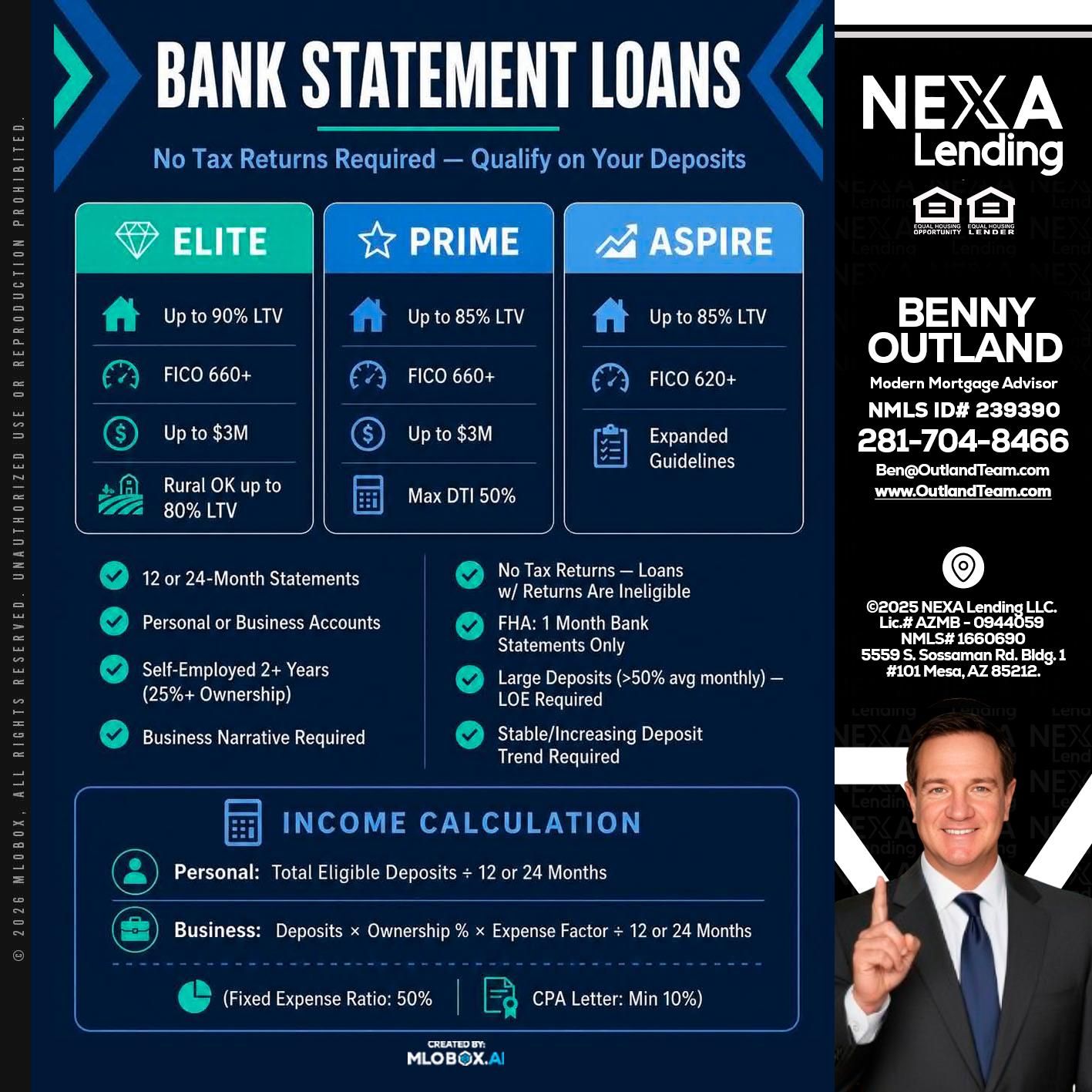 BANK STATEMENT - Benny Outland -Modern Mortgage Advisor