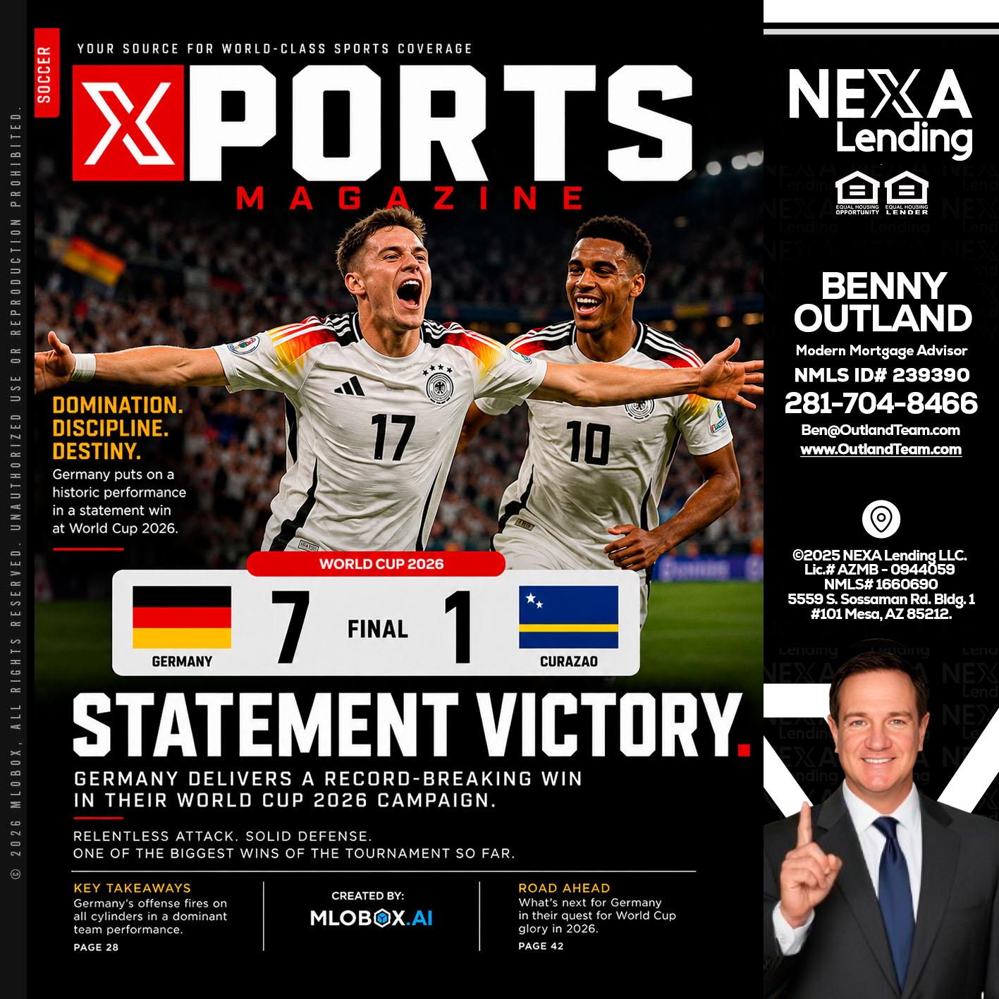 GERMANY VS CURASSAO (7-1) - Benny Outland -Modern Mortgage Advisor