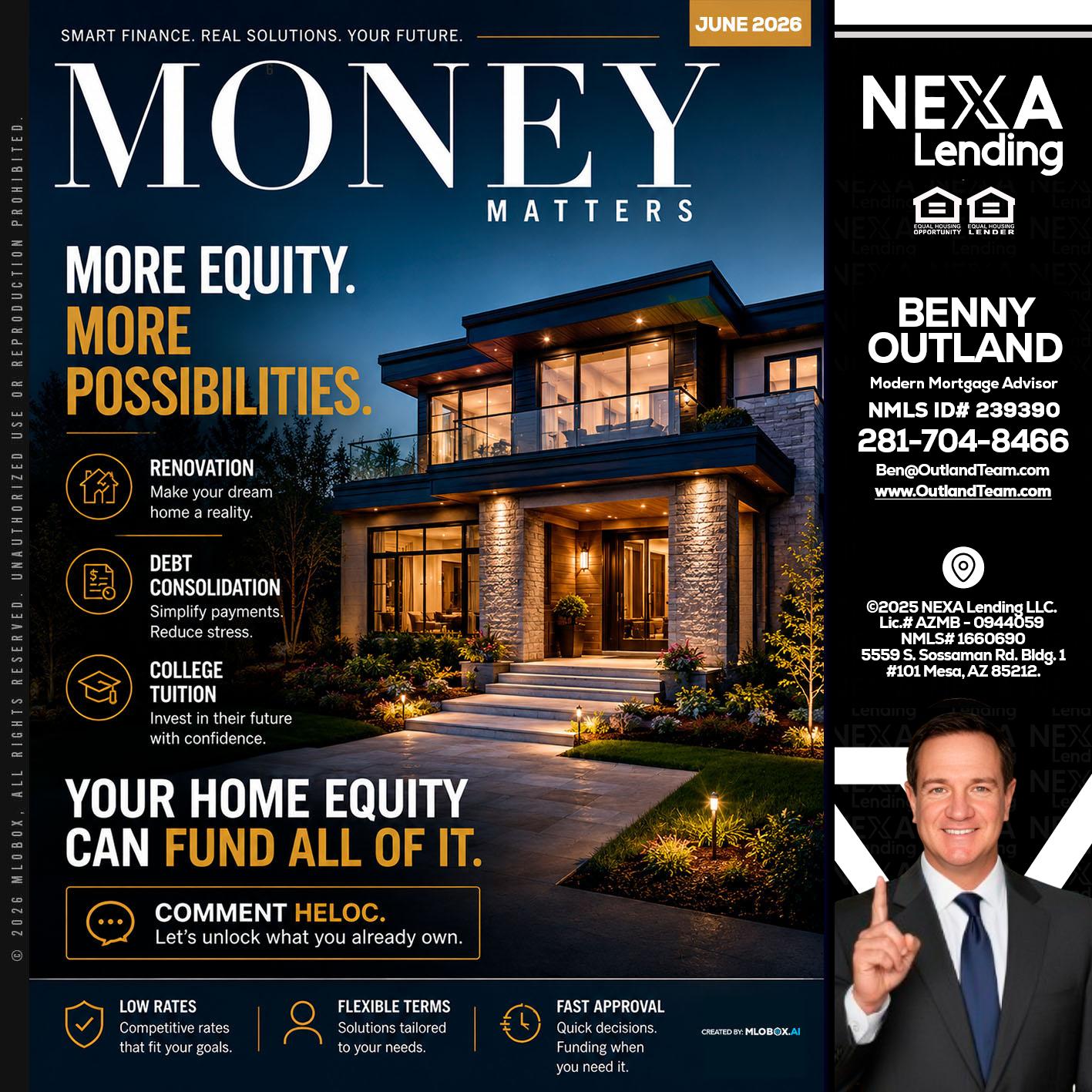 MONEY MATTERS - Benny Outland -Modern Mortgage Advisor