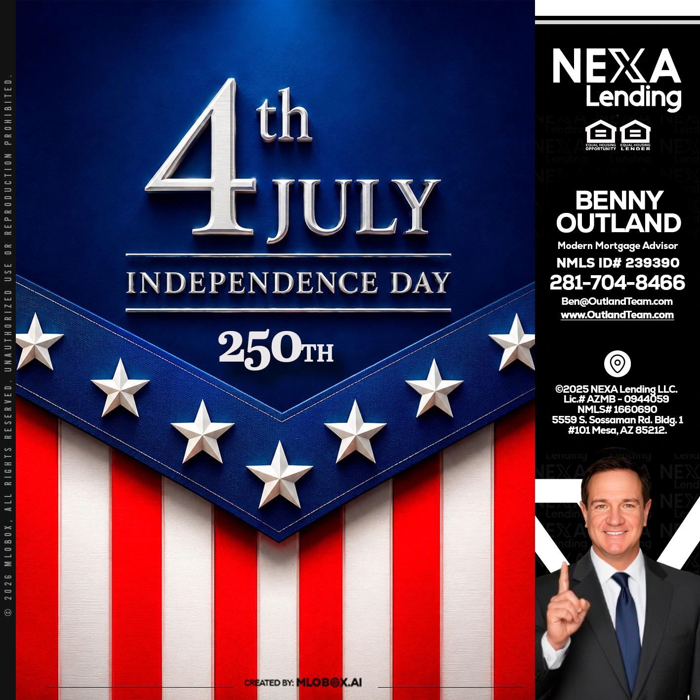 4th of july - Benny Outland -Modern Mortgage Advisor