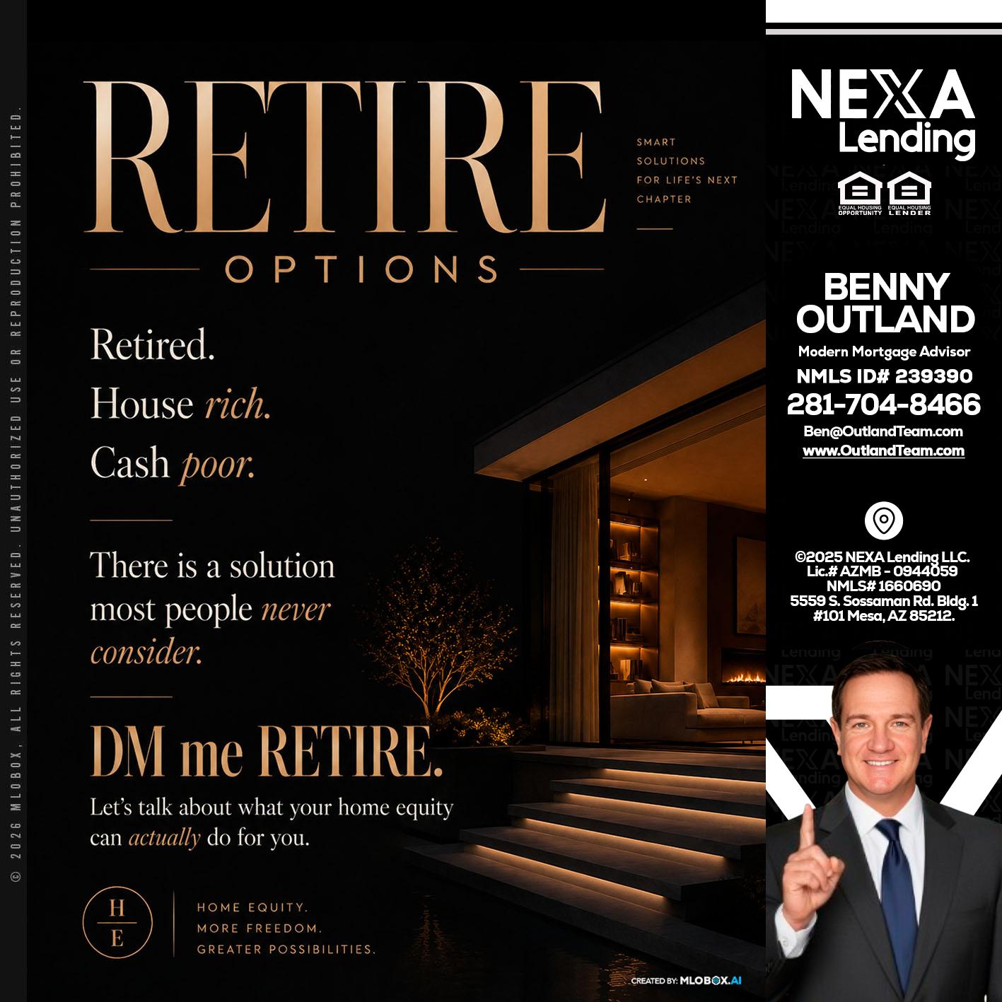 RETIRE LOANS - Benny Outland -Modern Mortgage Advisor