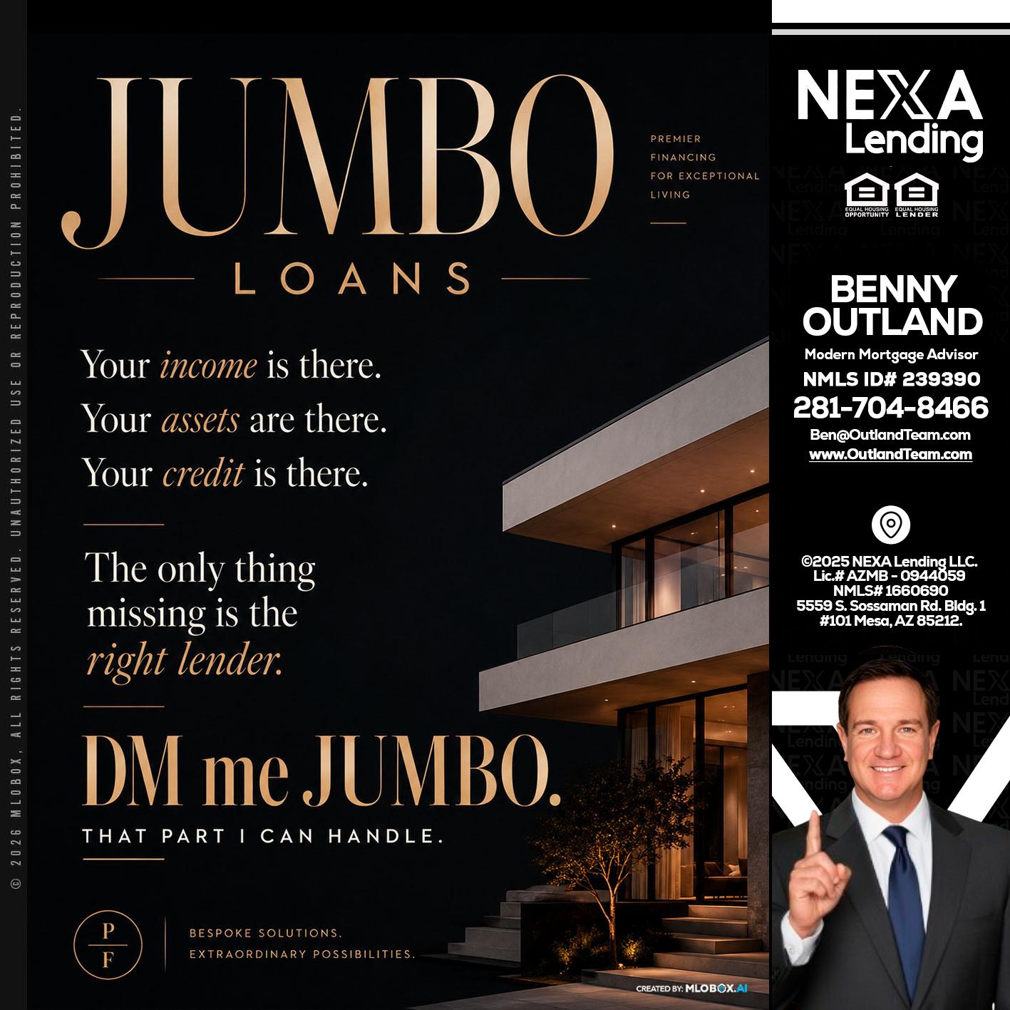 JUMBO LOANS - Benny Outland -Modern Mortgage Advisor