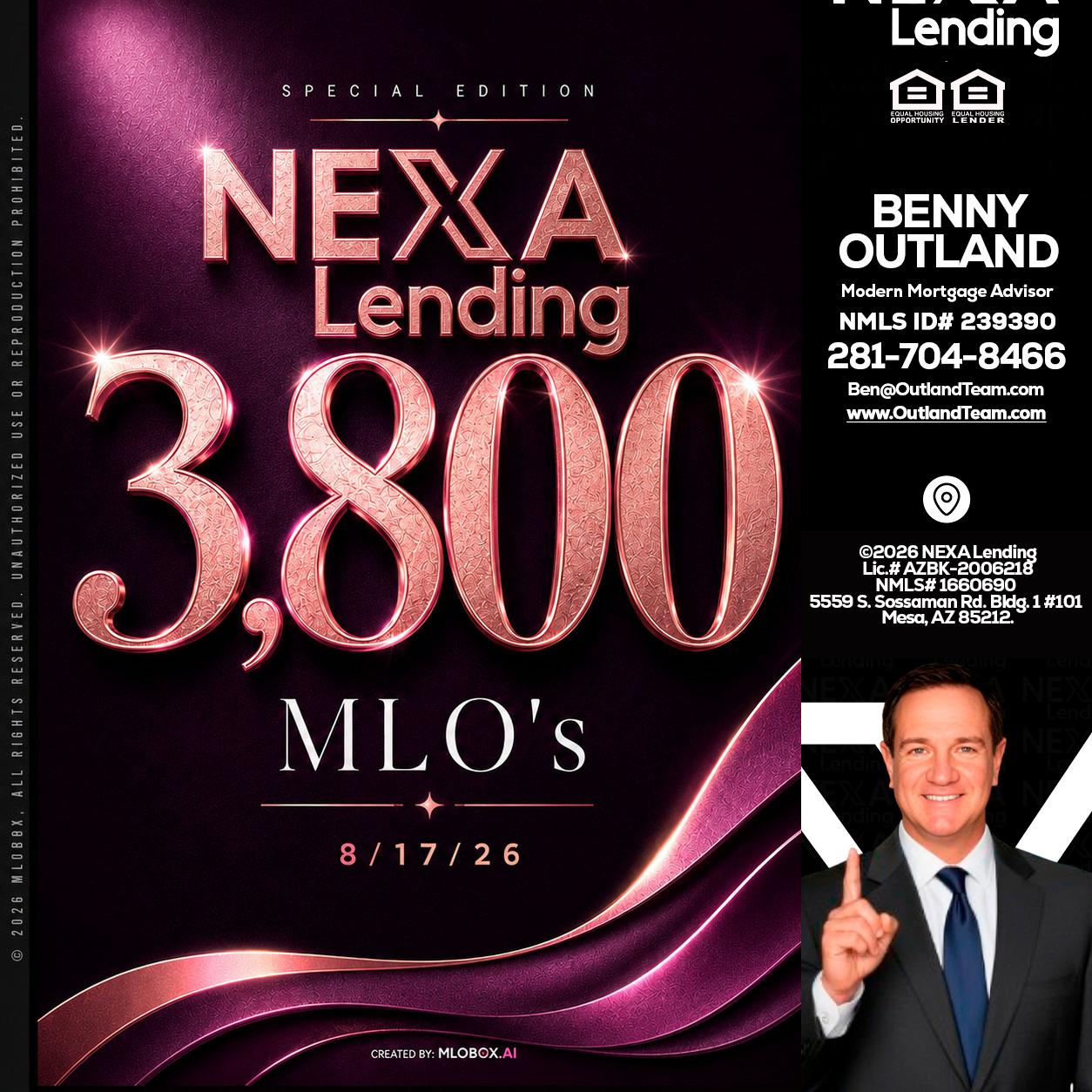 3800 MLOs - Benny Outland -Modern Mortgage Advisor