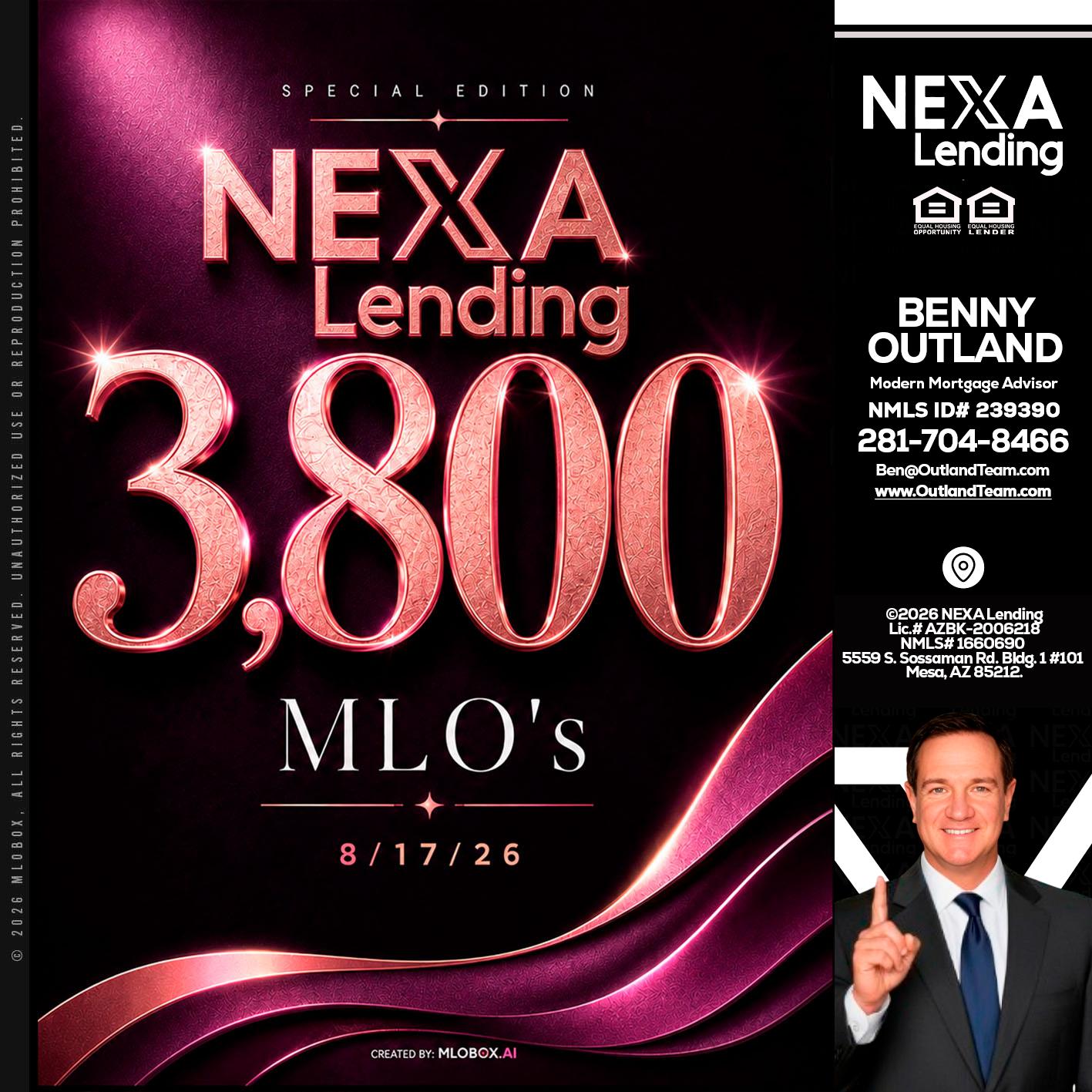 3800 MLOs - Benny Outland -Modern Mortgage Advisor