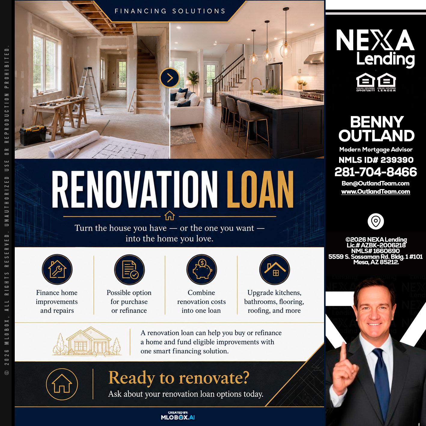 RENOVATION LOAN - Benny Outland -Modern Mortgage Advisor