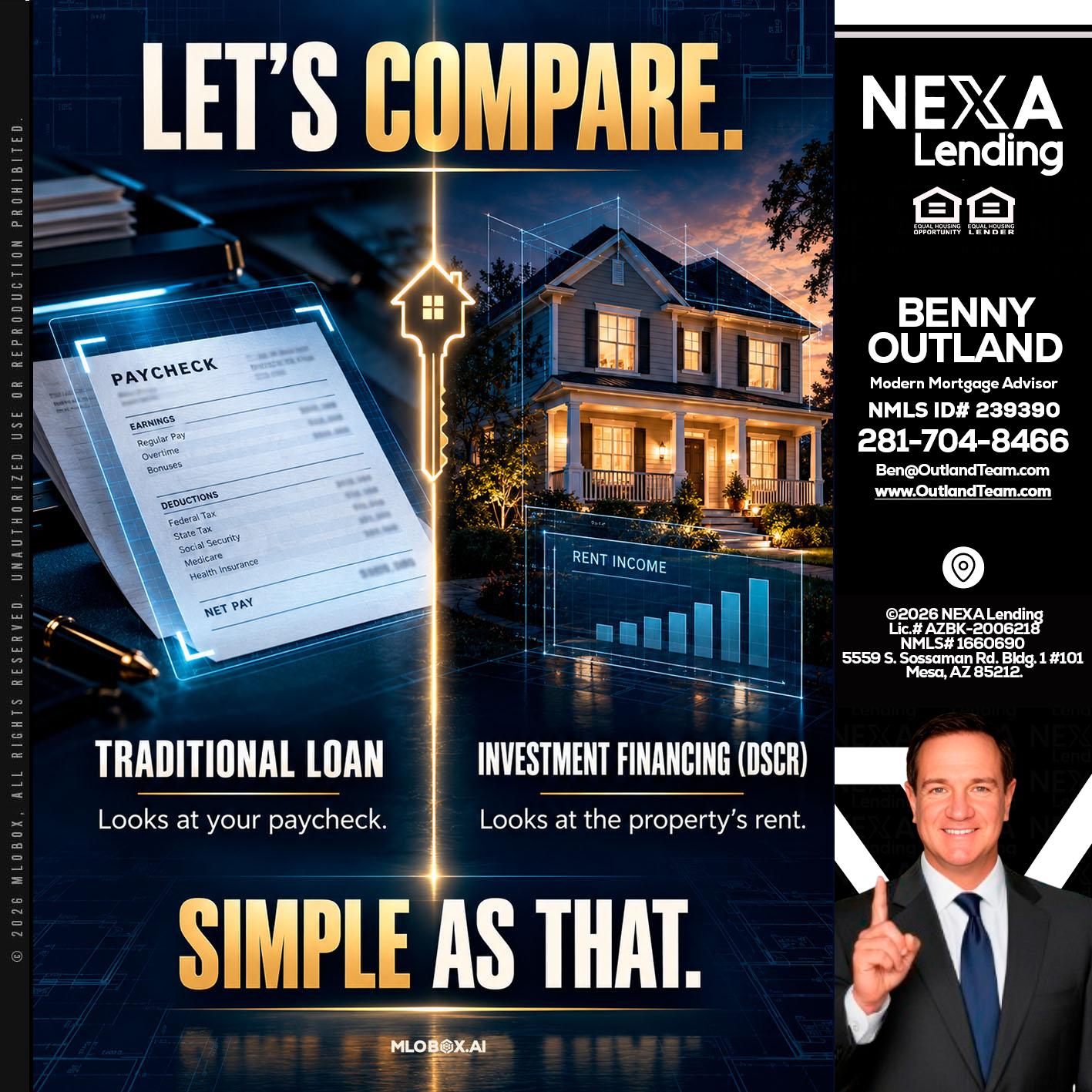 lets compare - Benny Outland -Modern Mortgage Advisor