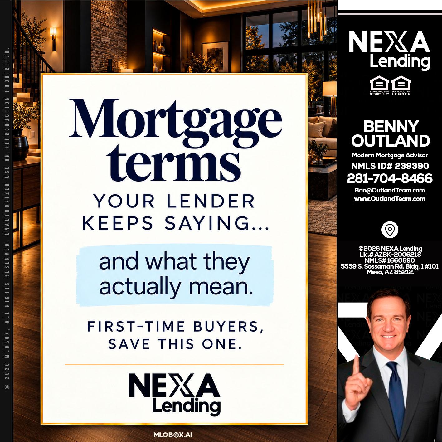 mortgage terms - Benny Outland -Modern Mortgage Advisor