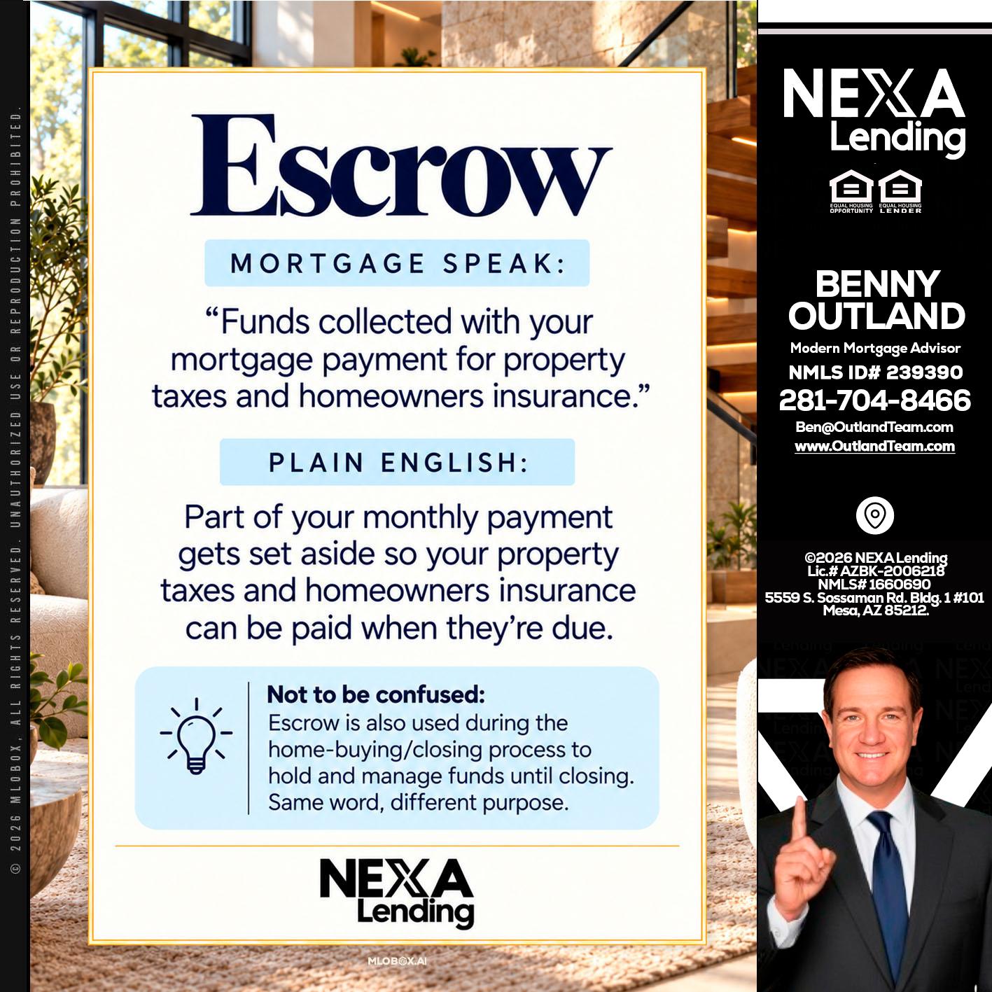 ESCROW - Benny Outland -Modern Mortgage Advisor