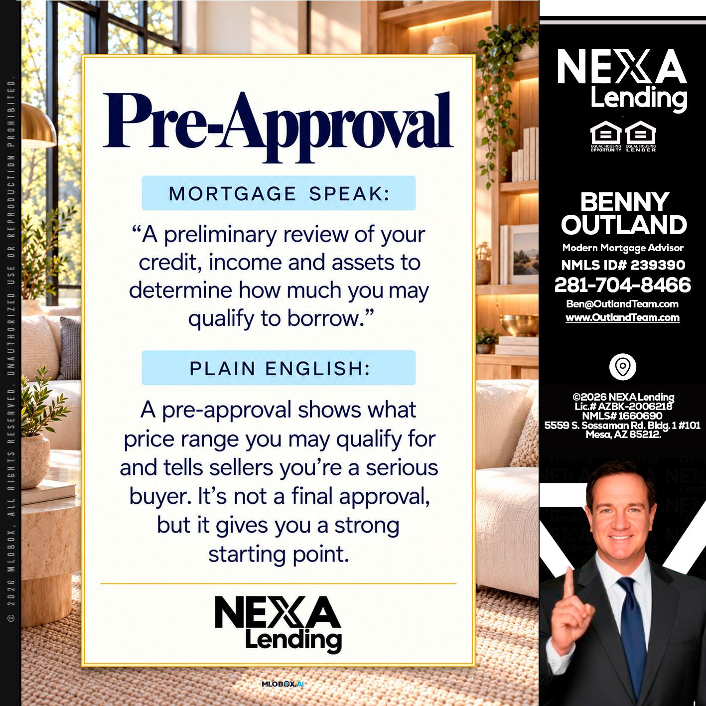 PREAPROVAL - Benny Outland -Modern Mortgage Advisor