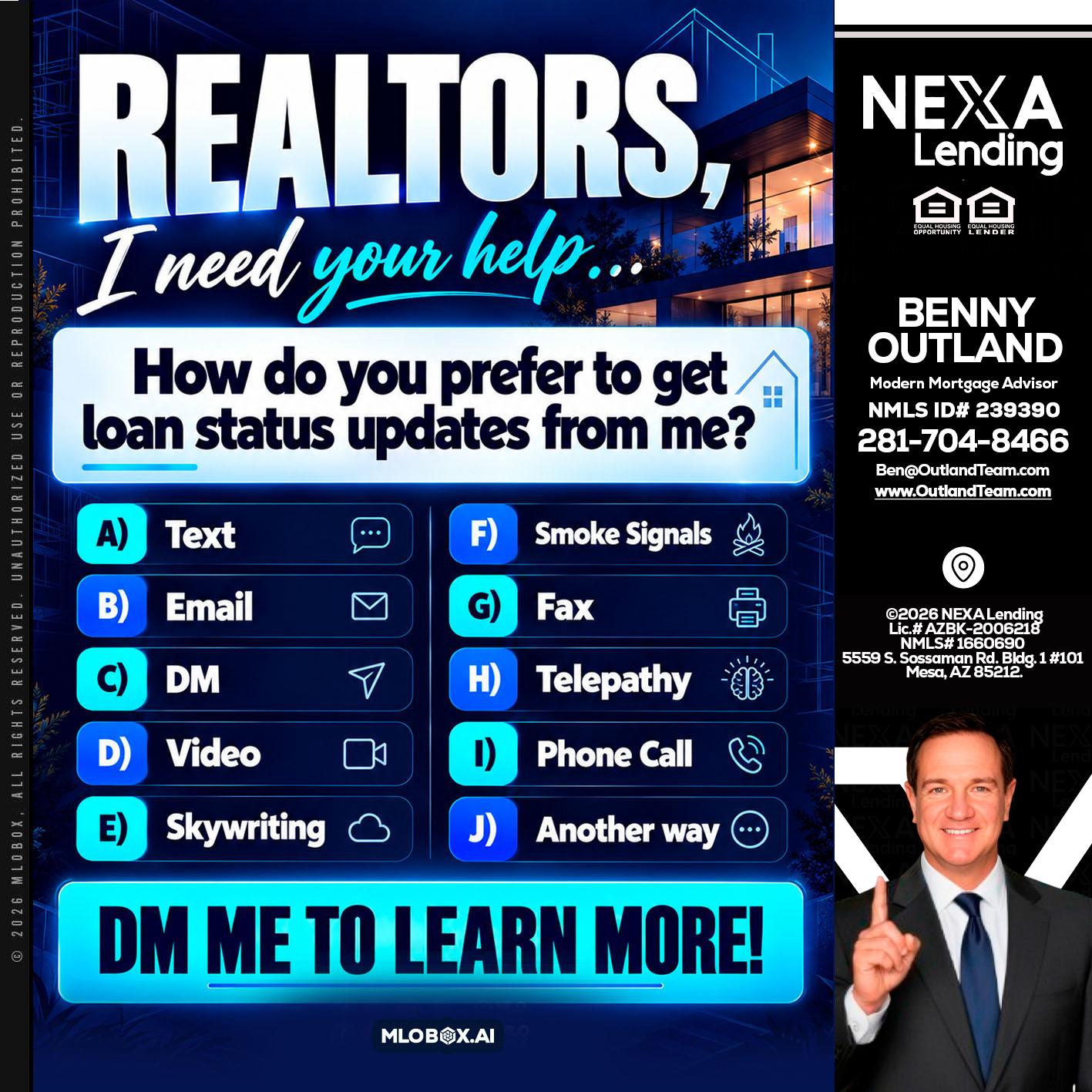 REALTORS - Benny Outland -Modern Mortgage Advisor